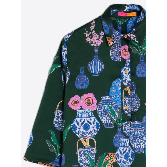 NEW VILAGALLO tyanna dress in green porcelain - Picture 3 of 3